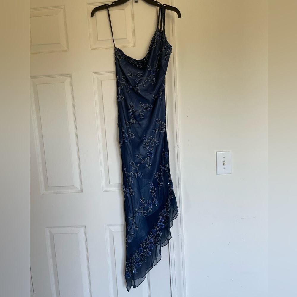 Blue sequins evening dress